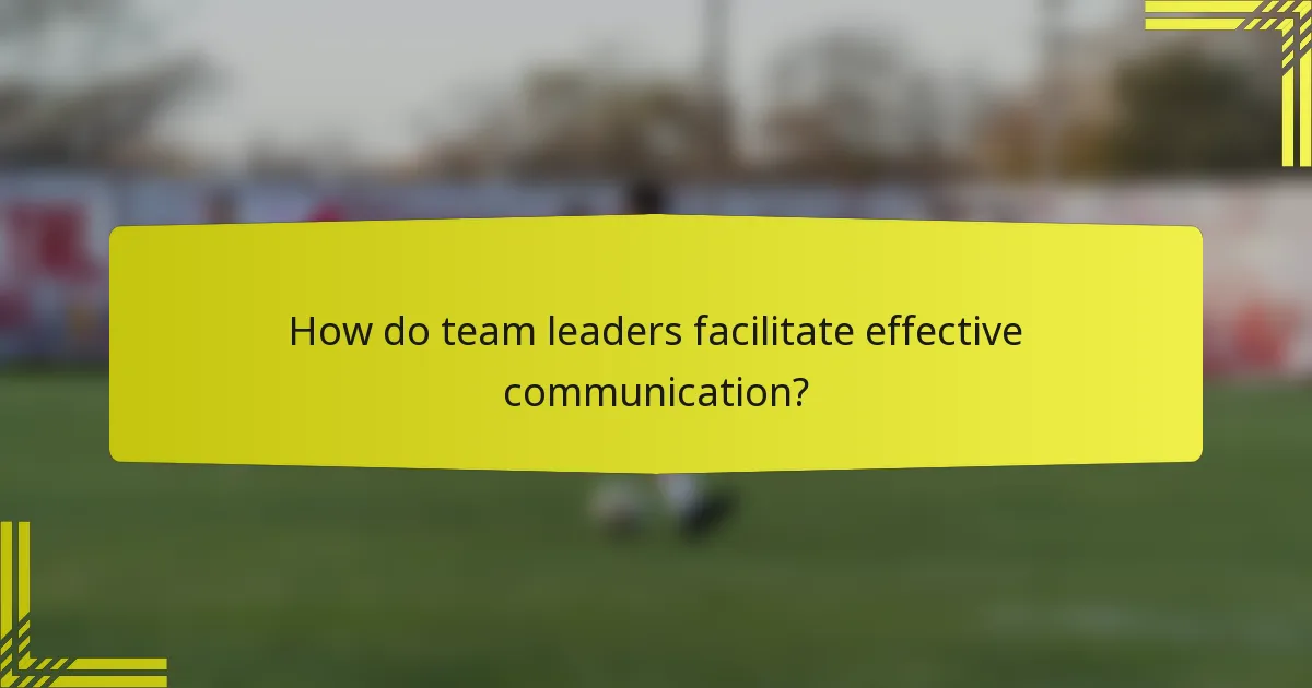 How do team leaders facilitate effective communication?