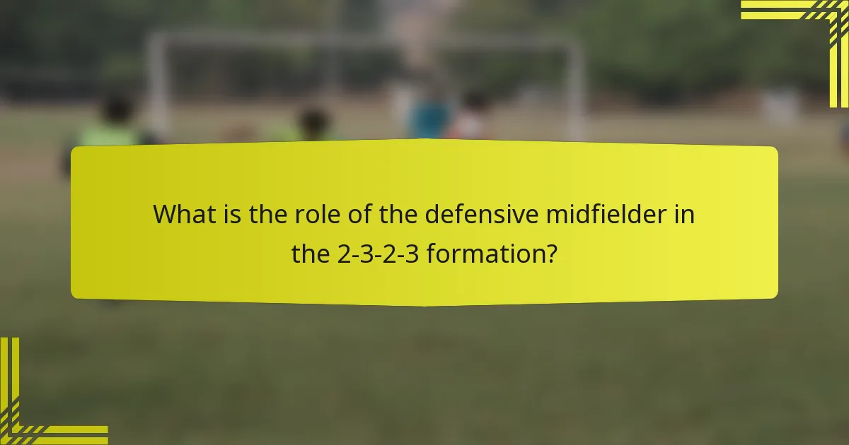 What is the role of the defensive midfielder in the 2-3-2-3 formation?